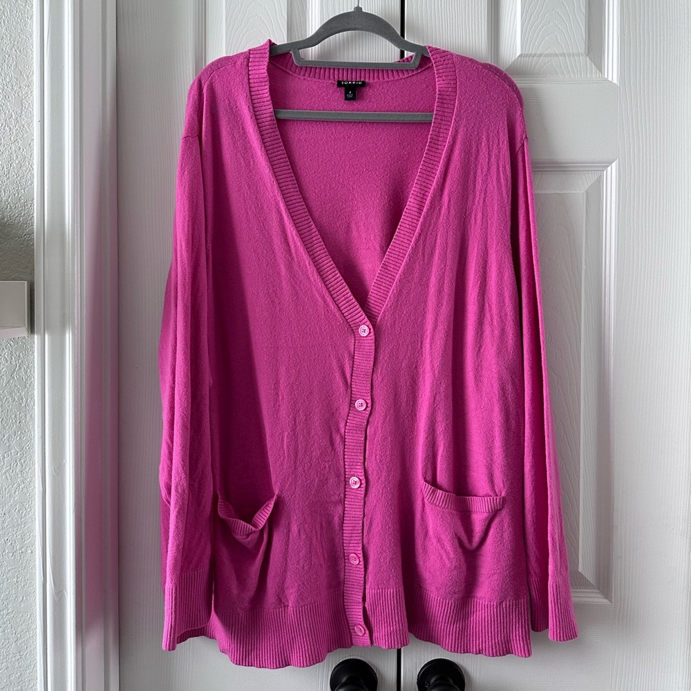 Torrid Pink Boyfriend Cardigan
